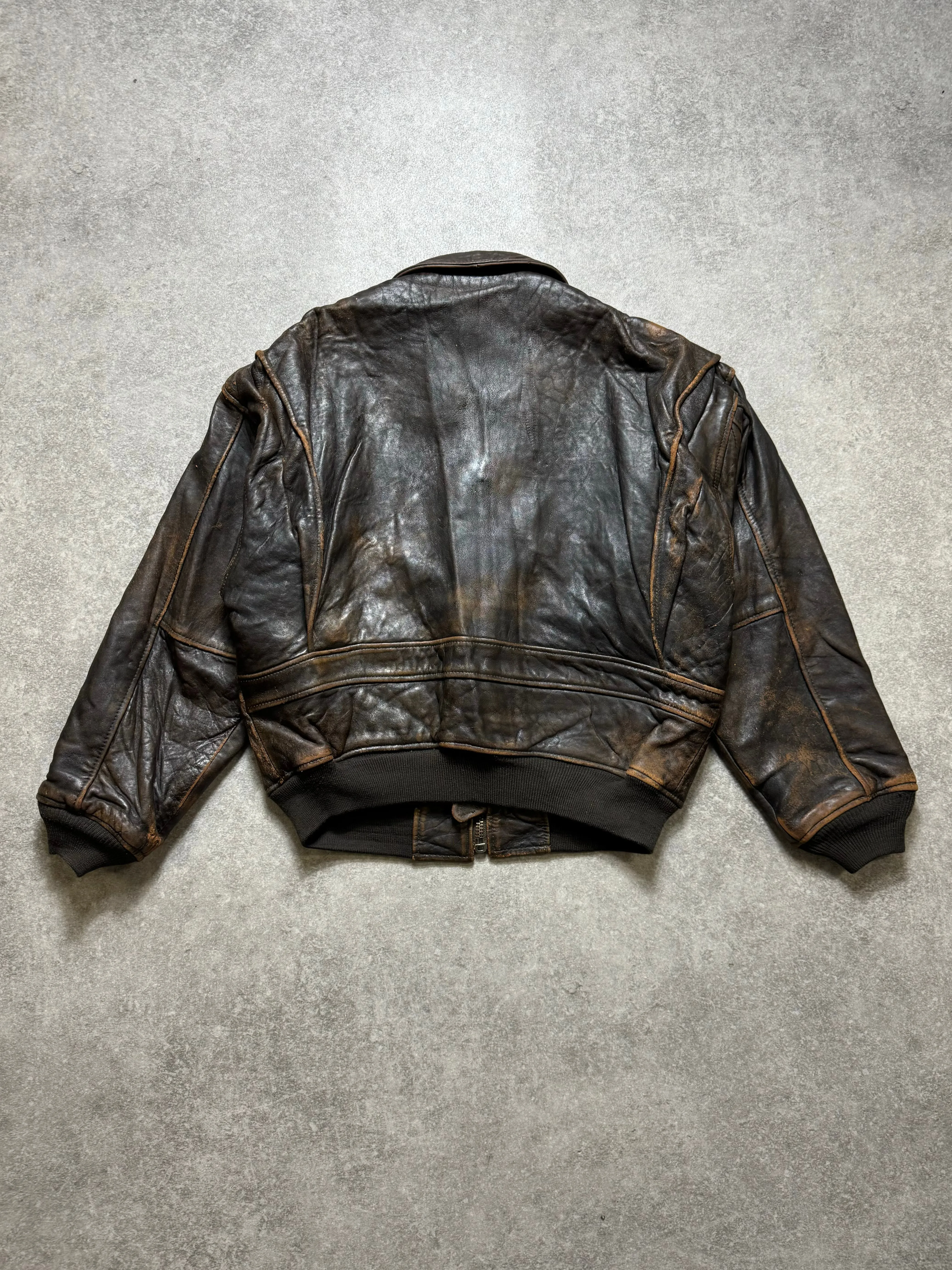 Avirex Distressed Effect Oversized Leather Bomber Jacket