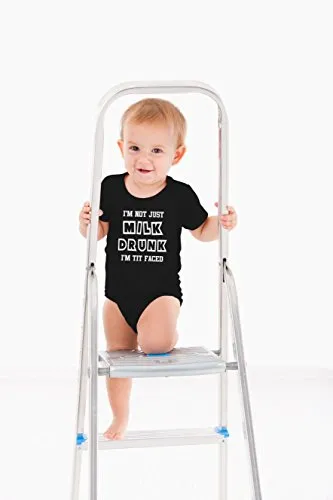 AW Fashions Just Milk Drunk, Im Tit Faced Cute Novelty Funny Infant One-Piece Baby Bodysuit (6 Months, Black)