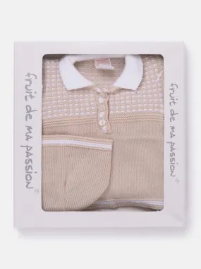 Baby Boy Elegant 3-piece Knit Gift Box Set - Beige