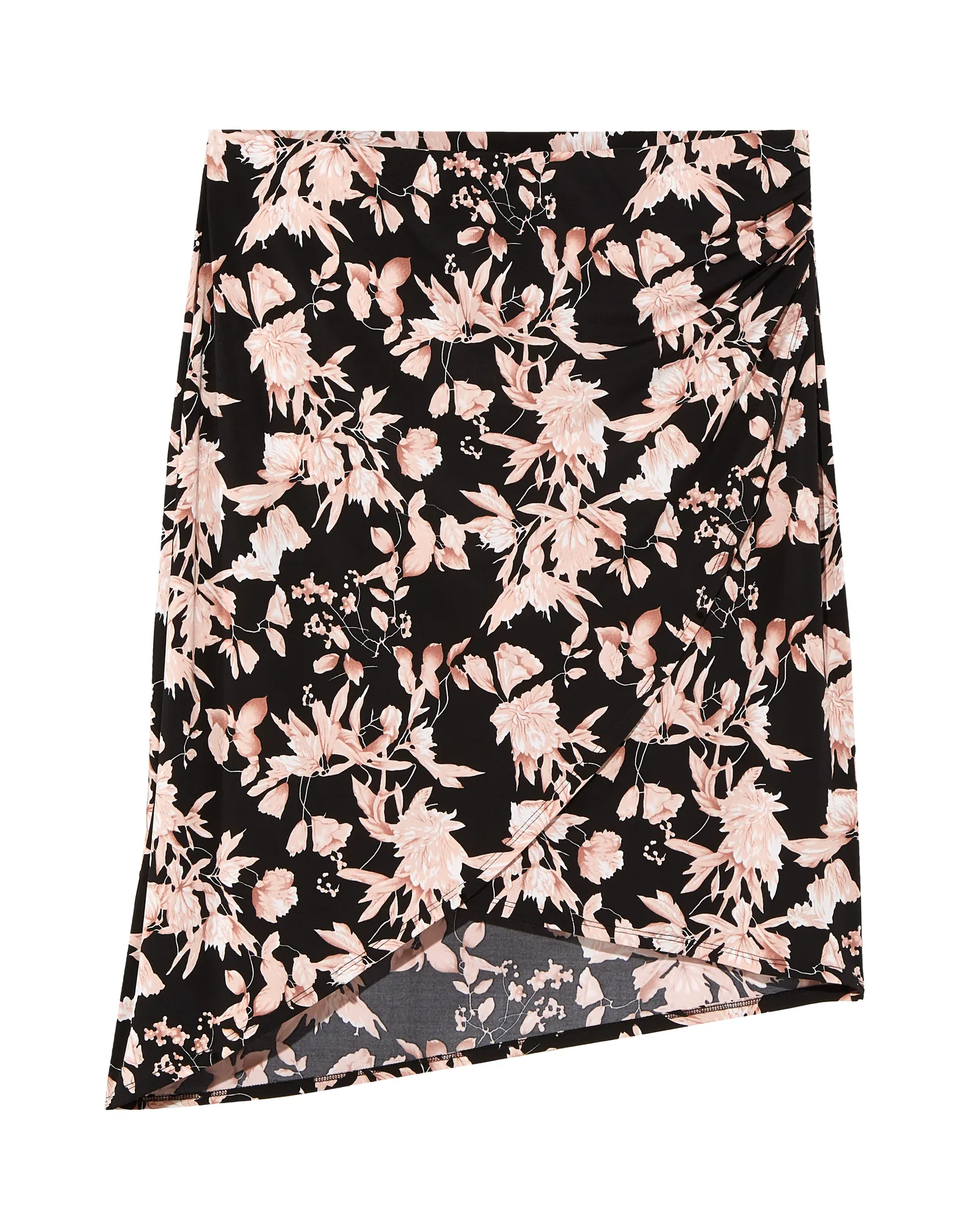 Beaufort Wrap Front High-Low Skirt | Black / Pink