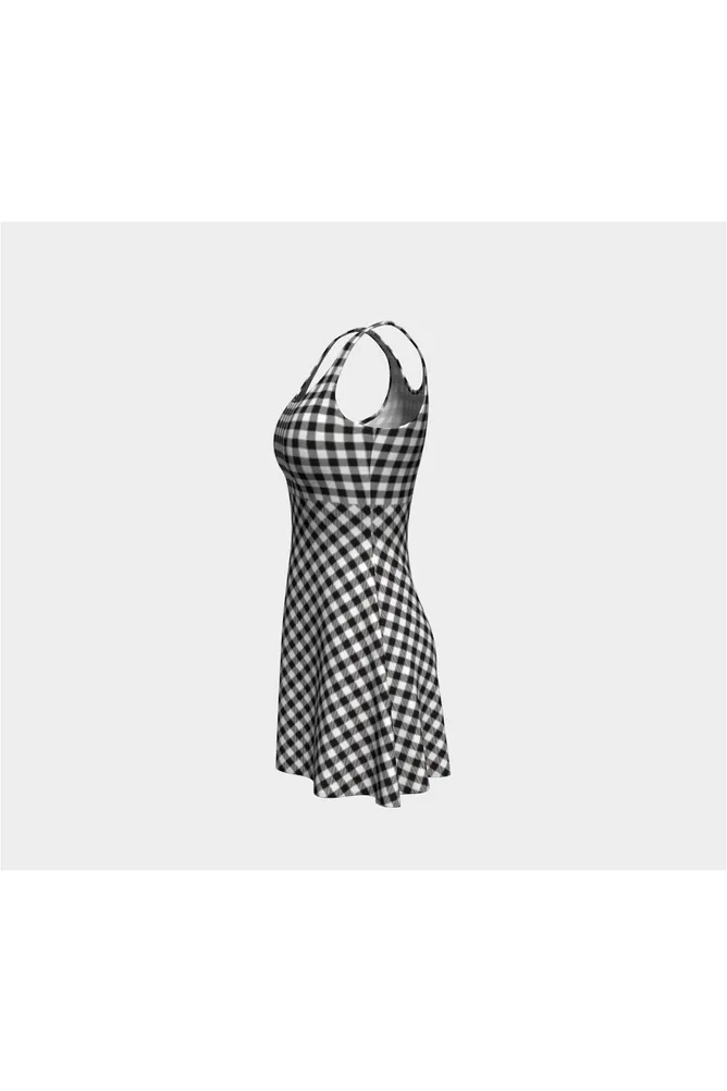 Black and White Gingham Flare Dress