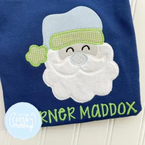 Boy Shirt - Applique Santa   Personalization on Navy