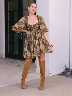 Brown Floral Mini