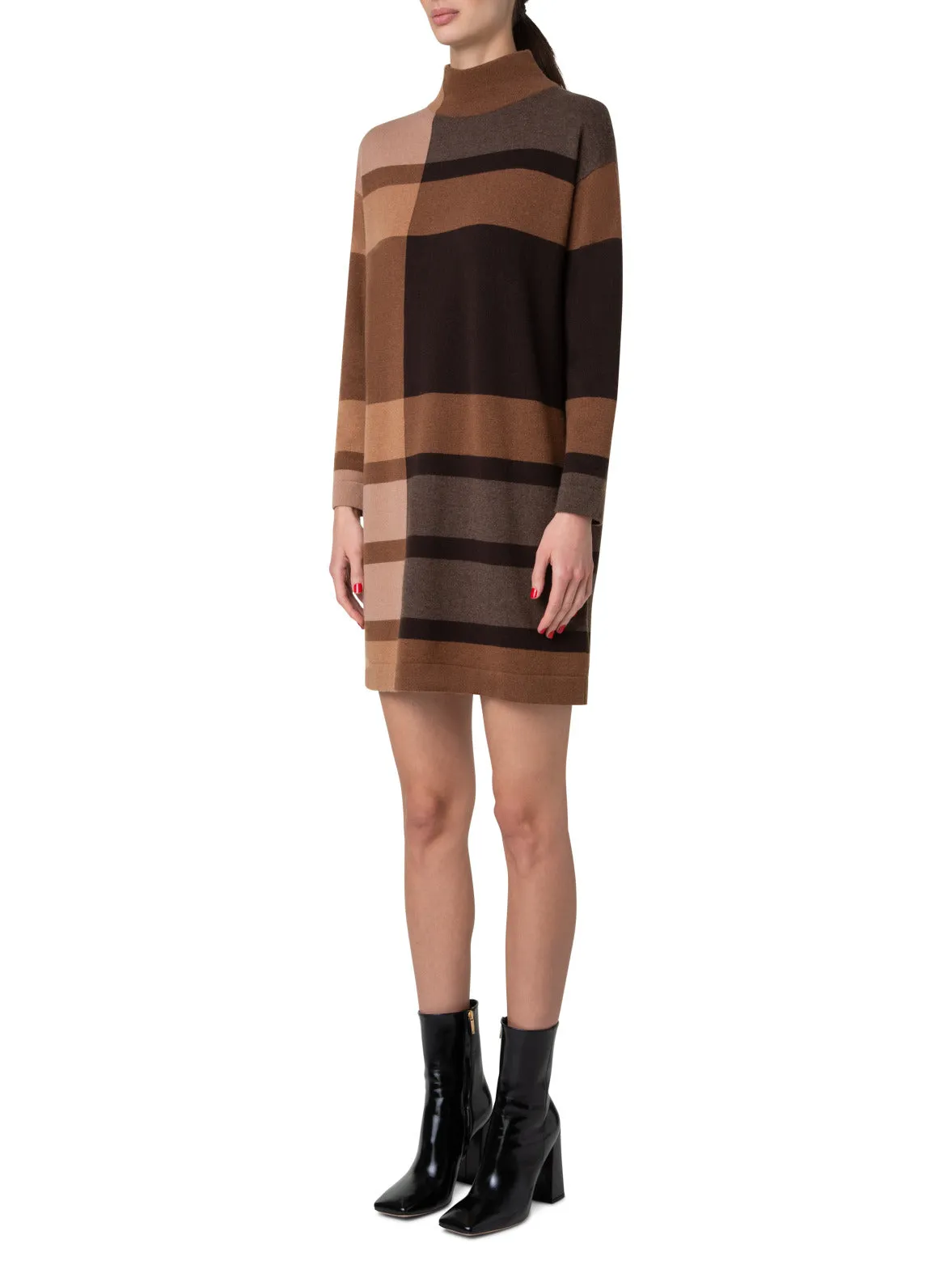 Checked Cashmere Wool Knit Dress