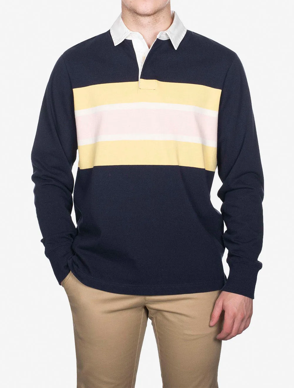 Colorblock Long Sleeve Rugger Evening Blue