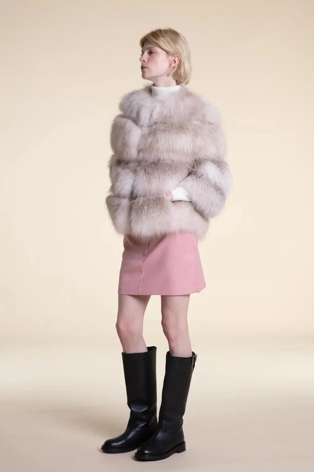 Cropped fox fur jacket