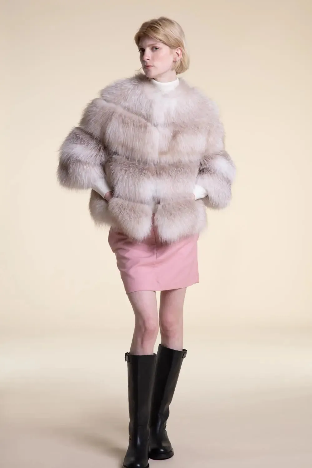 Cropped fox fur jacket