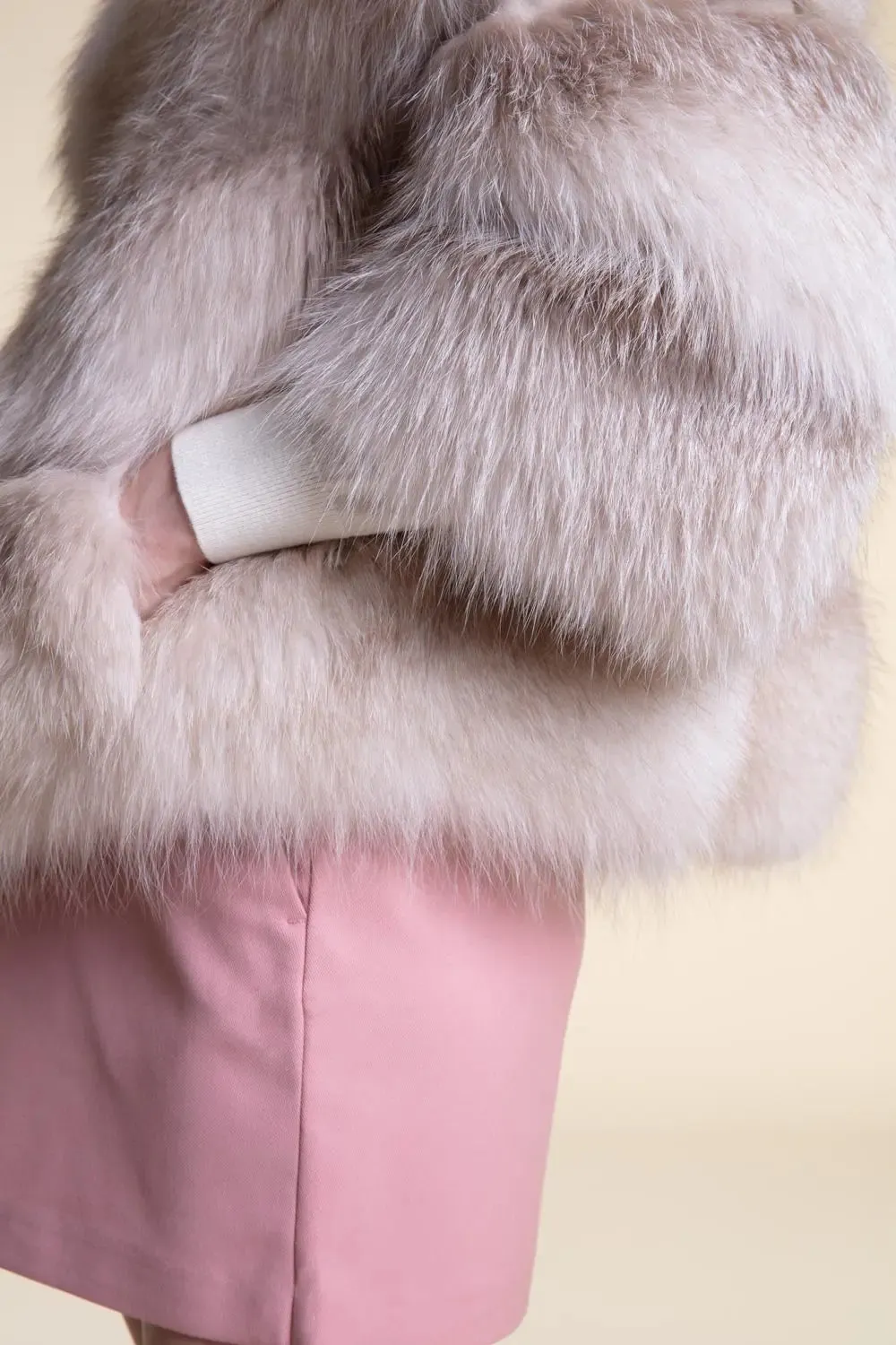 Cropped fox fur jacket
