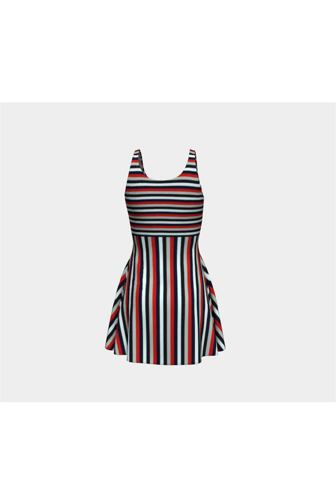 Cross Striped Flare Dress