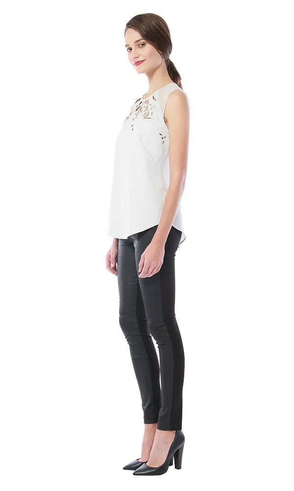 Etched Leather Blouse