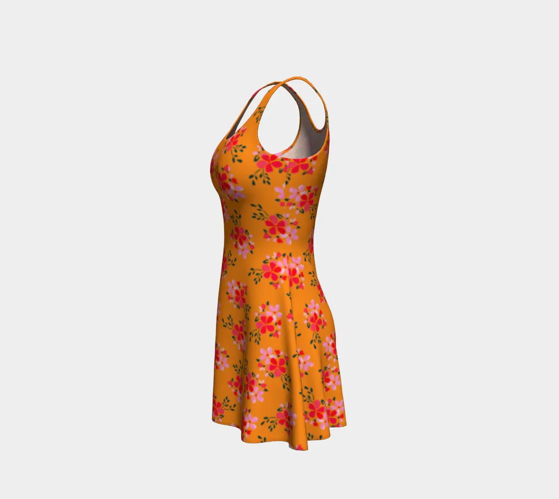 Fall Water Floral Flare Dress