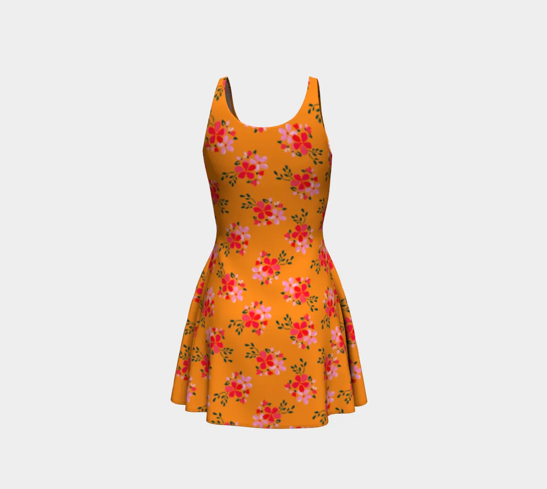 Fall Water Floral Flare Dress