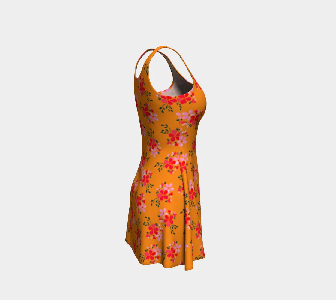 Fall Water Floral Flare Dress
