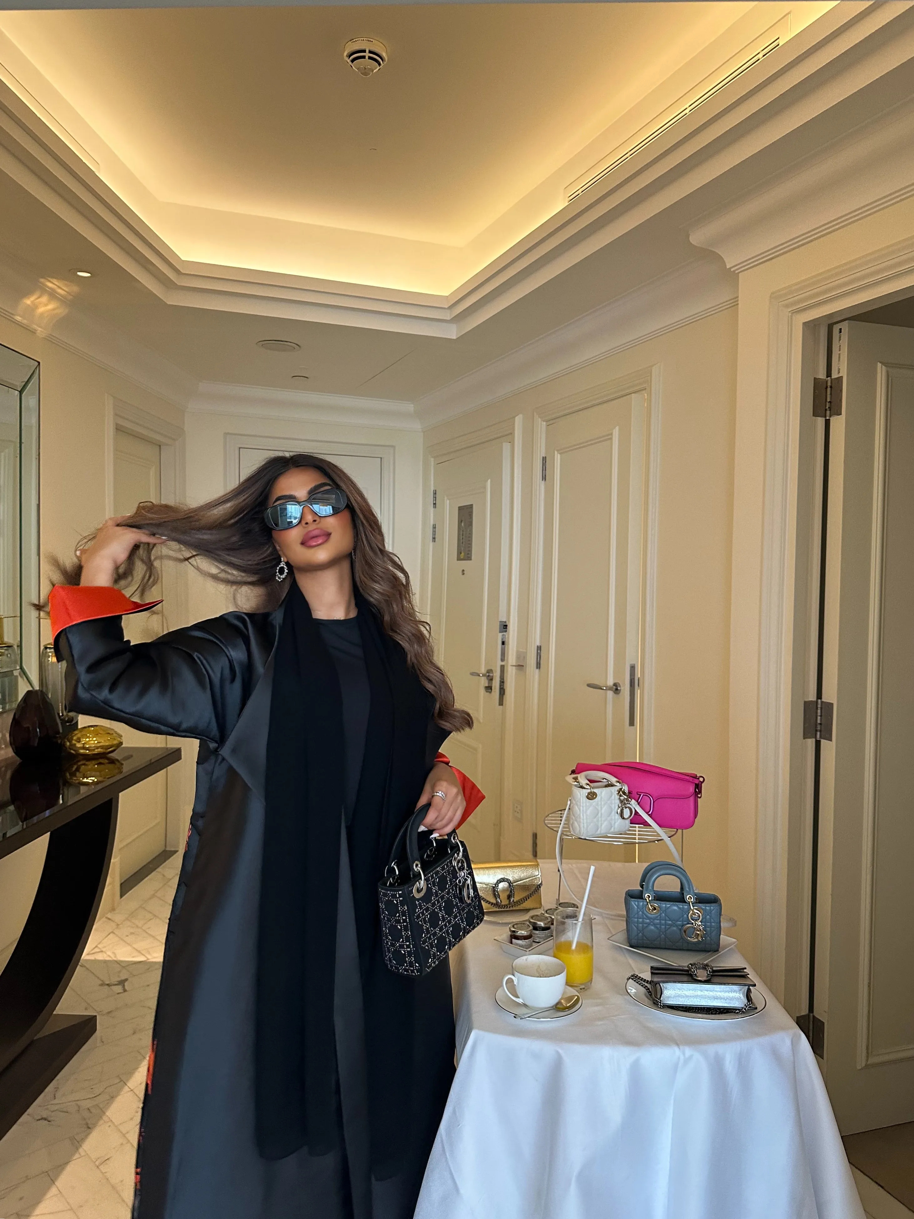 FANCY ORANGE-BLACK BLAZER ABAYA #453