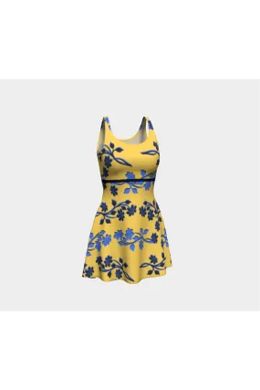 Gold Floral Flare Dress