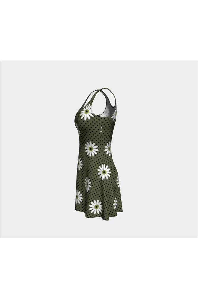 Green Floral Polka dot Flare Dress