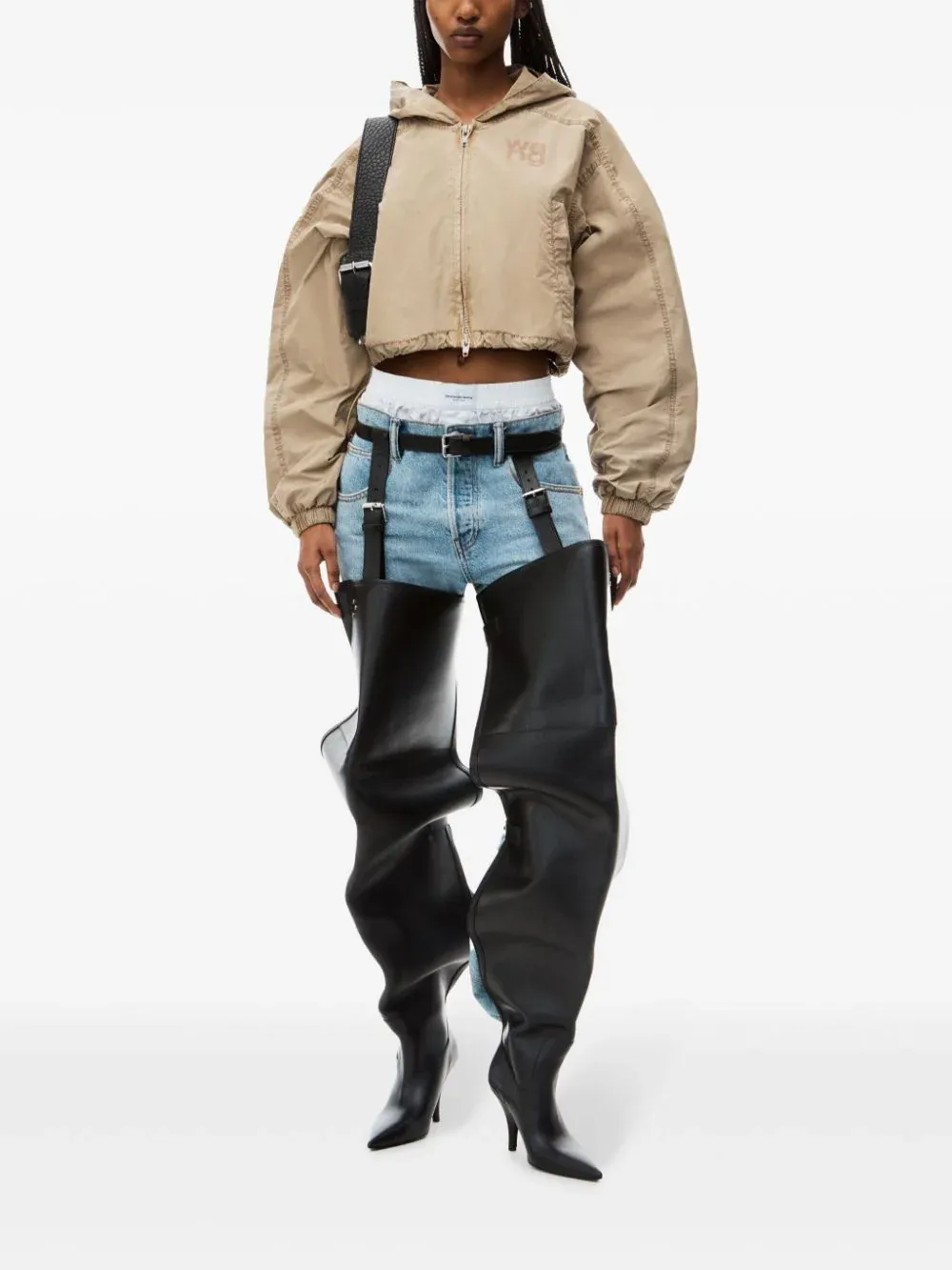 Hooded Cropped Zip Jacket