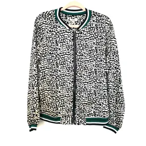 Kori Wildflower Black Leopard Bomber Jacket NWT- Size S