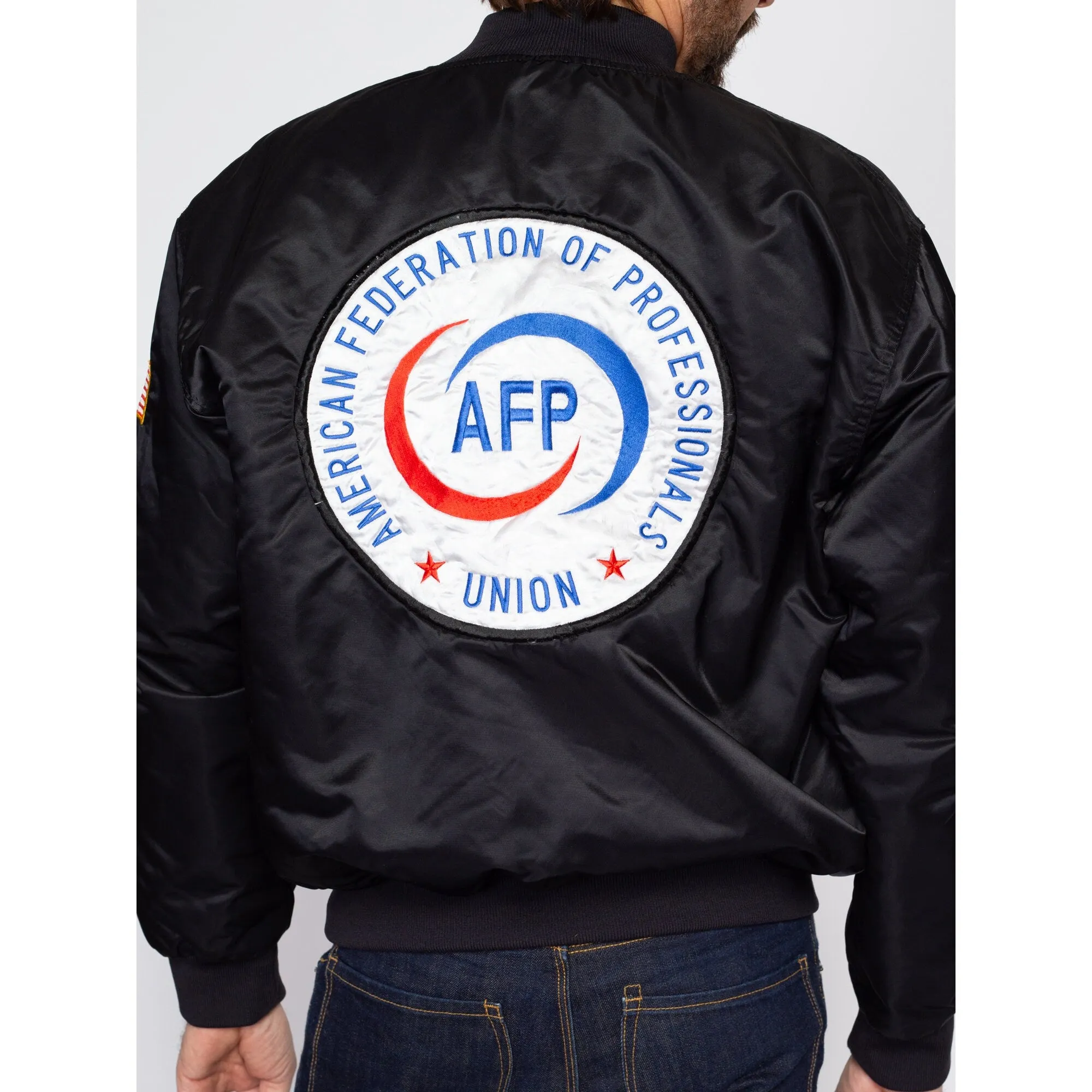Large 90s American Federation Of Professionals Union Bomber Jacket