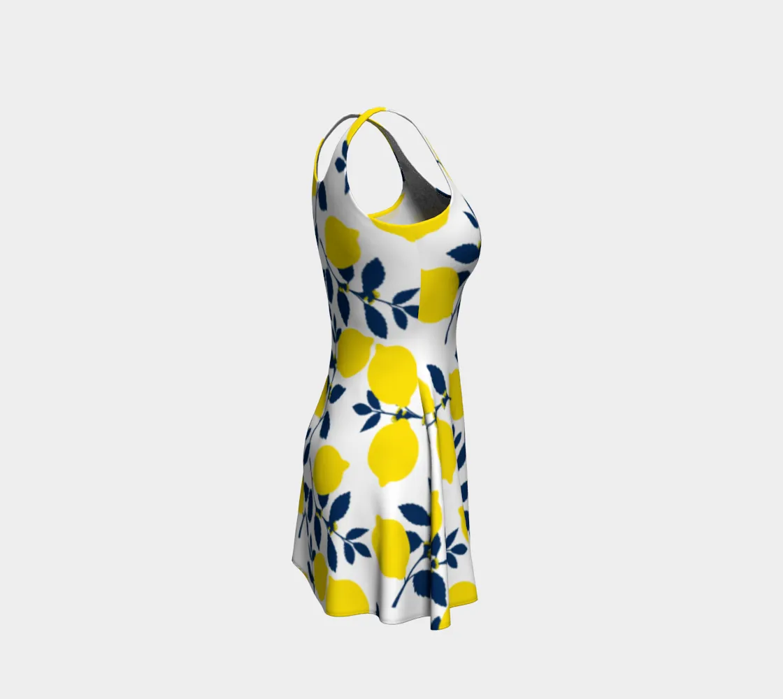 Lemon Print Flare Dress