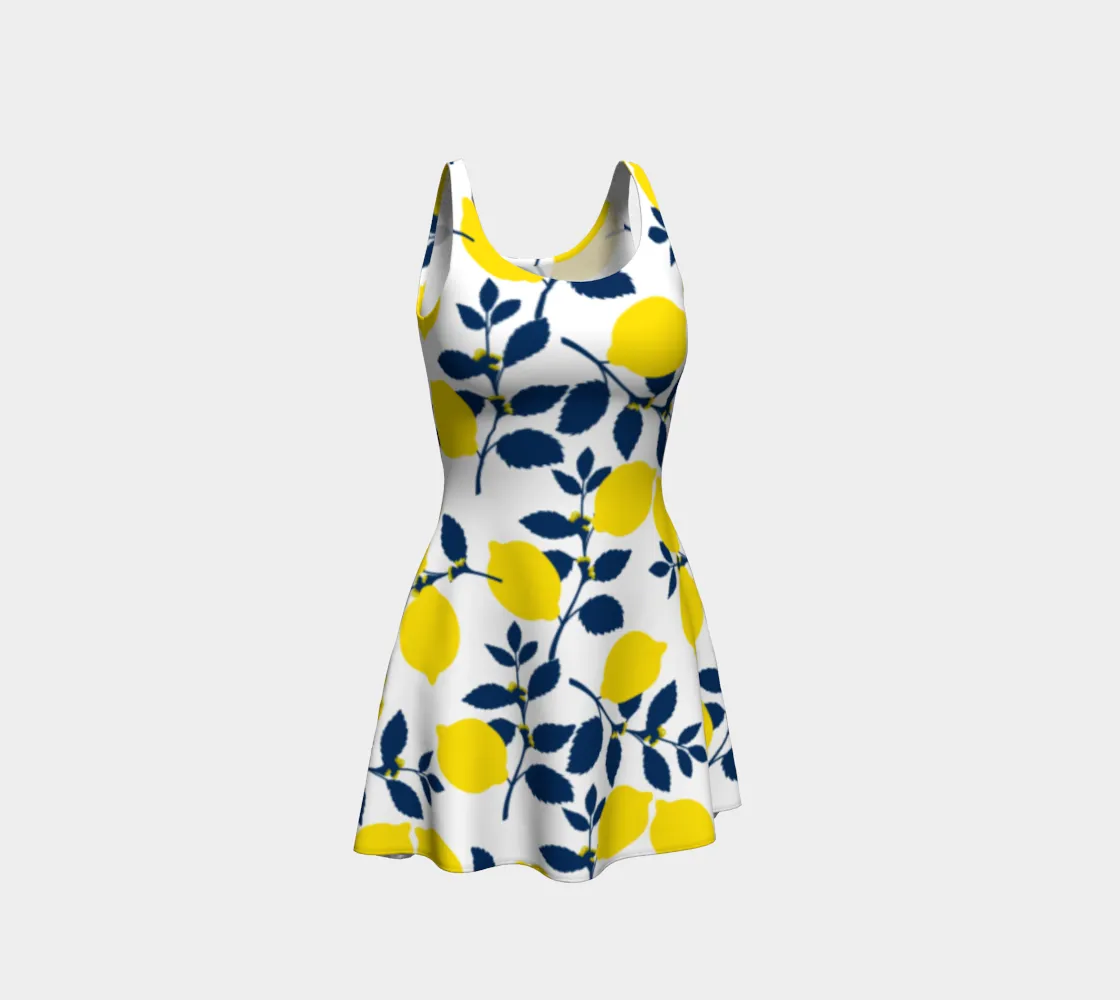 Lemon Print Flare Dress