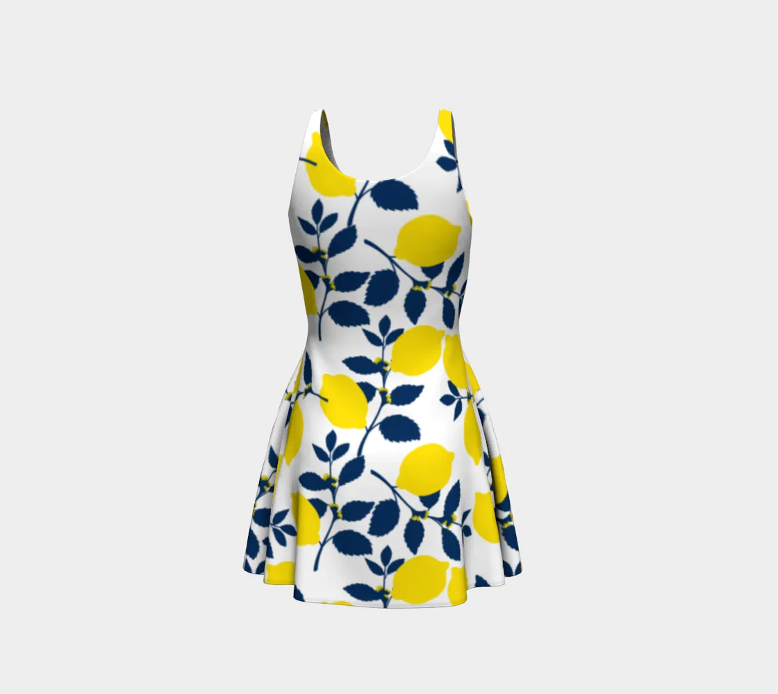 Lemon Print Flare Dress