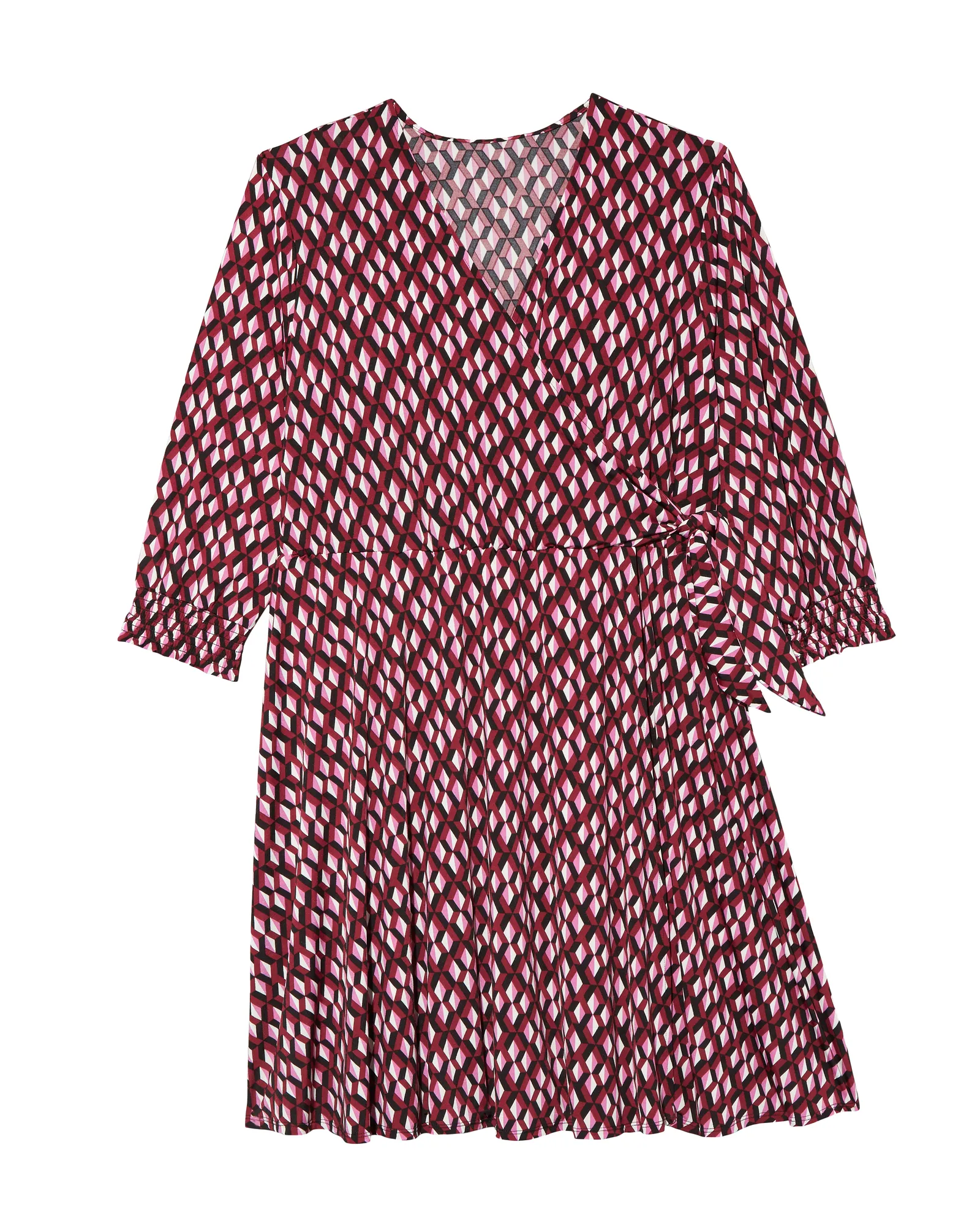 Madison Faux Wrap Dress | Pink / Black