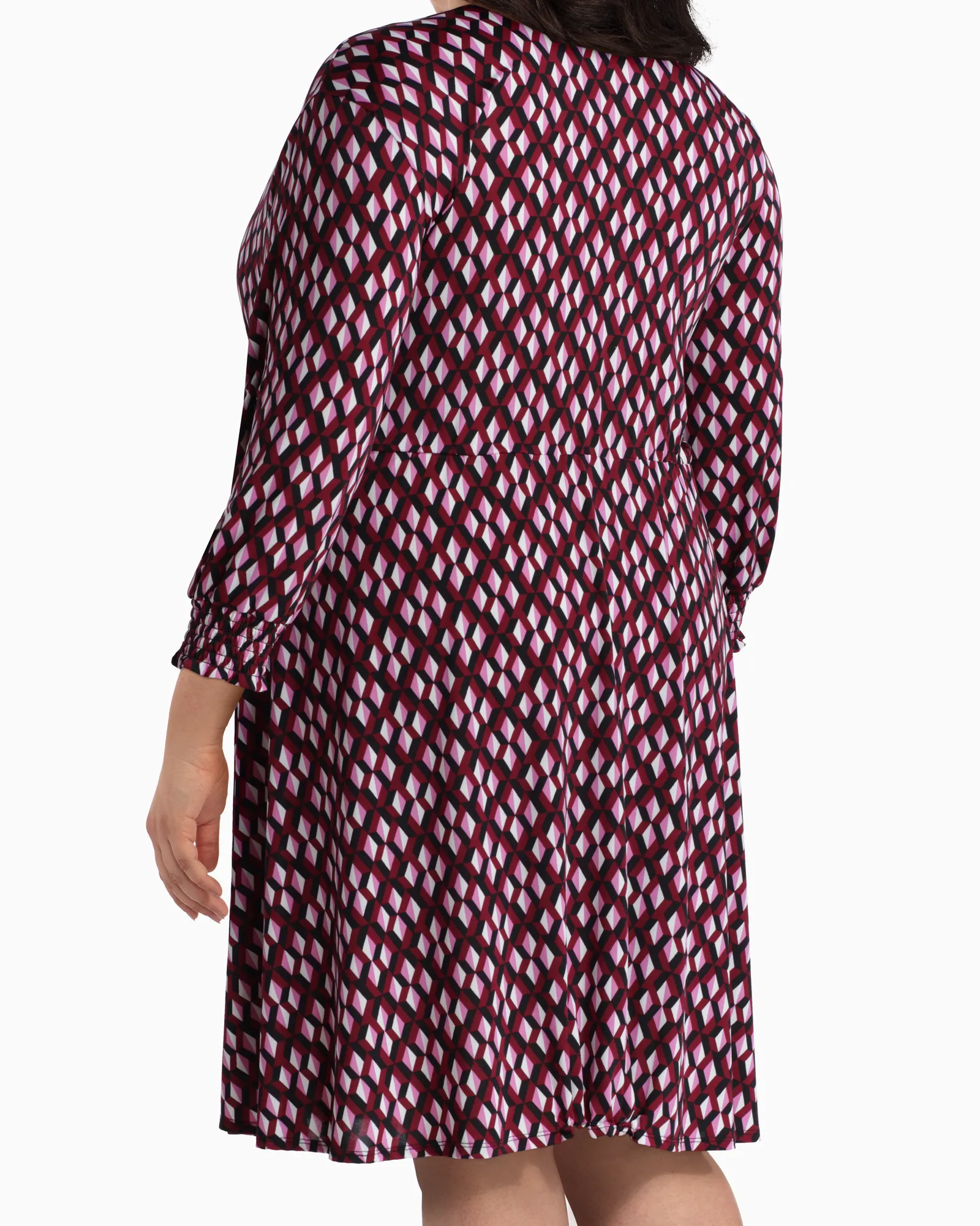 Madison Faux Wrap Dress | Pink / Black