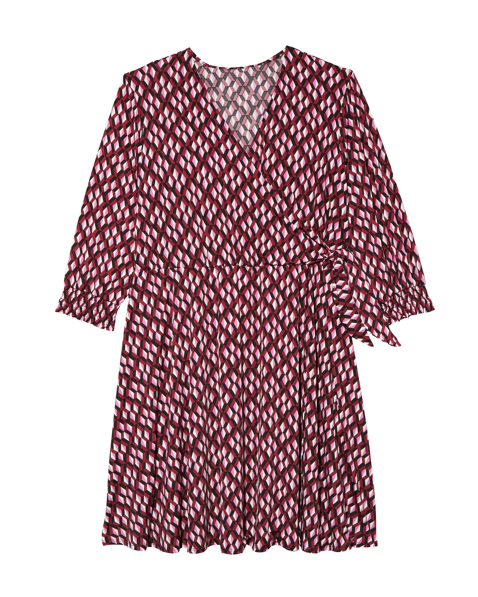 Madison Faux Wrap Dress | Pink / Black