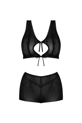 Magic Silk Modern Romance Halter & Tap Panty Black