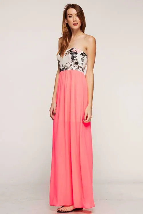 Morning Garden Maxi Dress - Coral