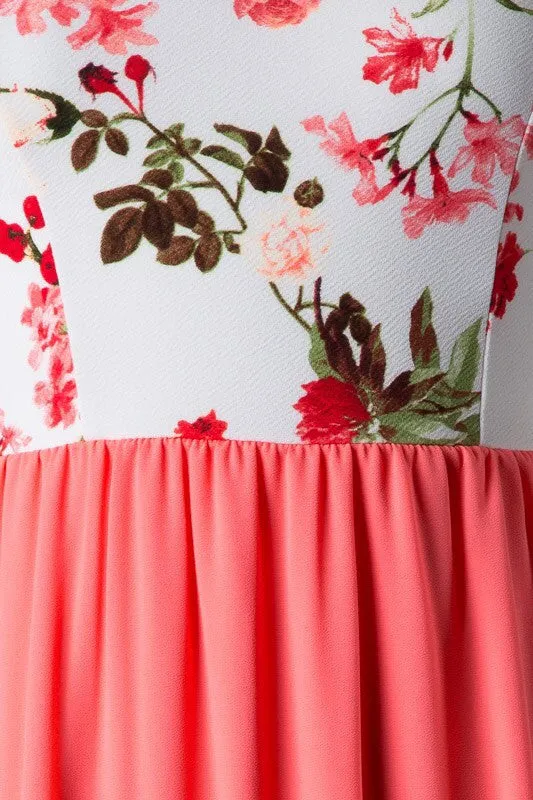 Morning Garden Maxi Dress - Coral