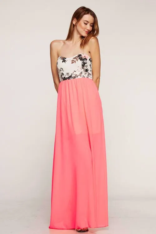 Morning Garden Maxi Dress - Coral