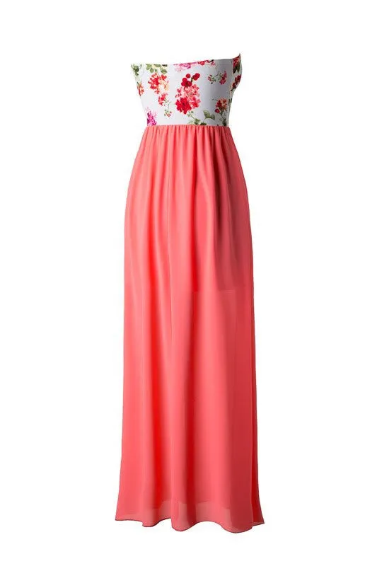 Morning Garden Maxi Dress - Coral