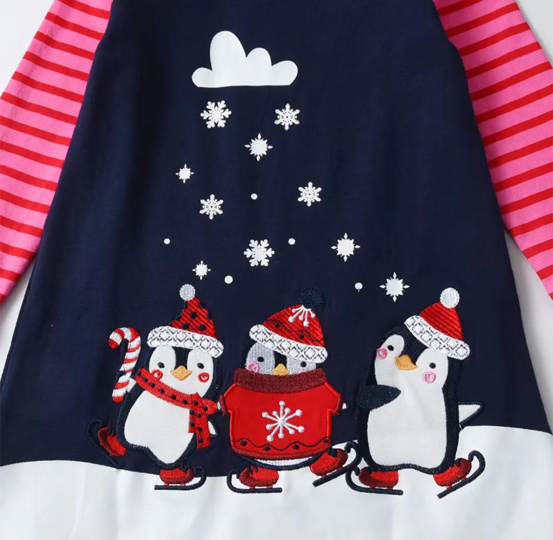 Penguin Cotton Dress, Size 3-8 Yrs