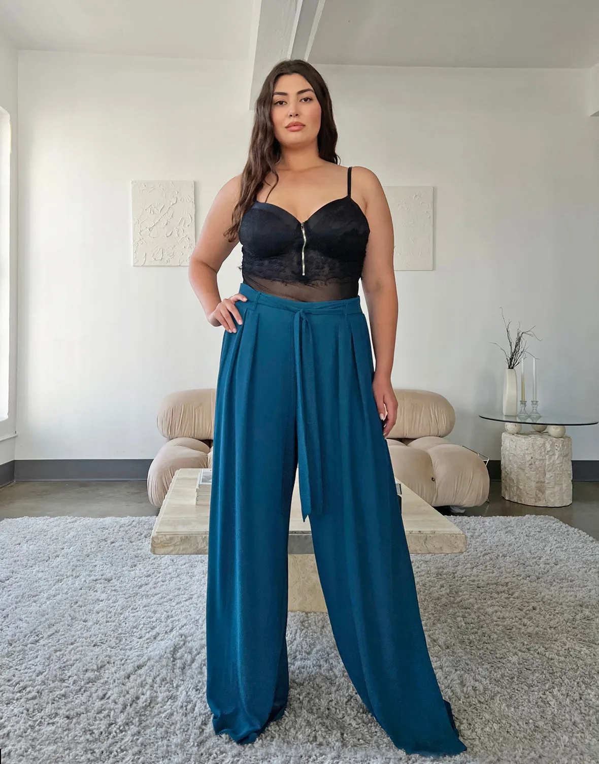 Plus Size Wide Leg Chiffon Pants
