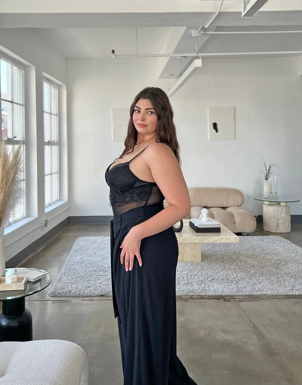 Plus Size Wide Leg Chiffon Pants