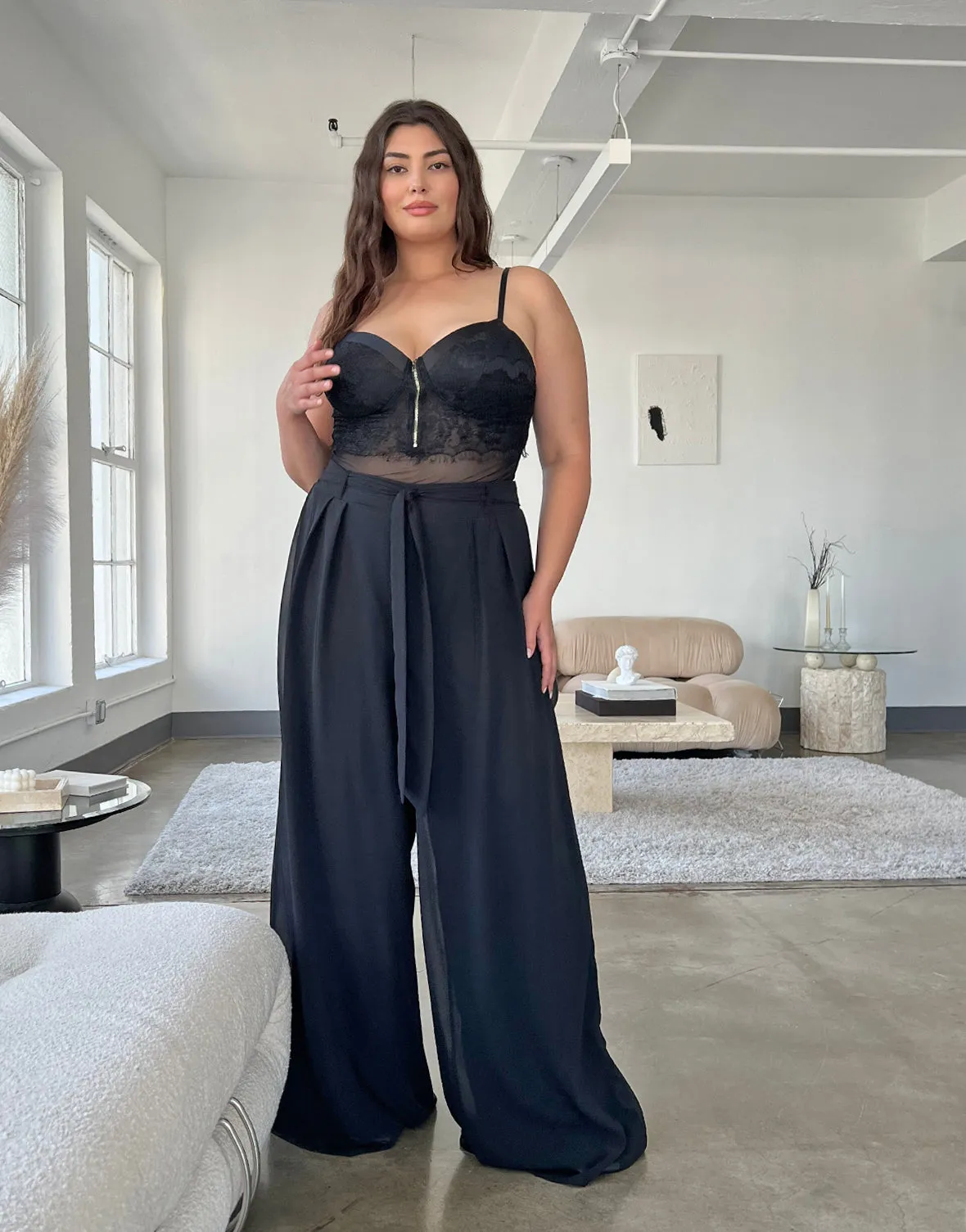 Plus Size Wide Leg Chiffon Pants