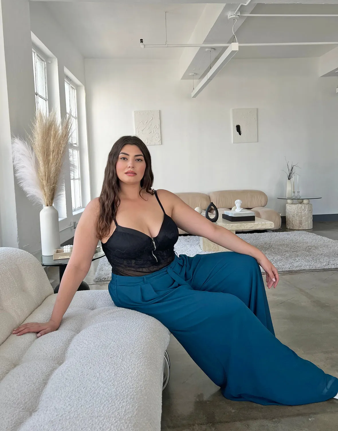 Plus Size Wide Leg Chiffon Pants