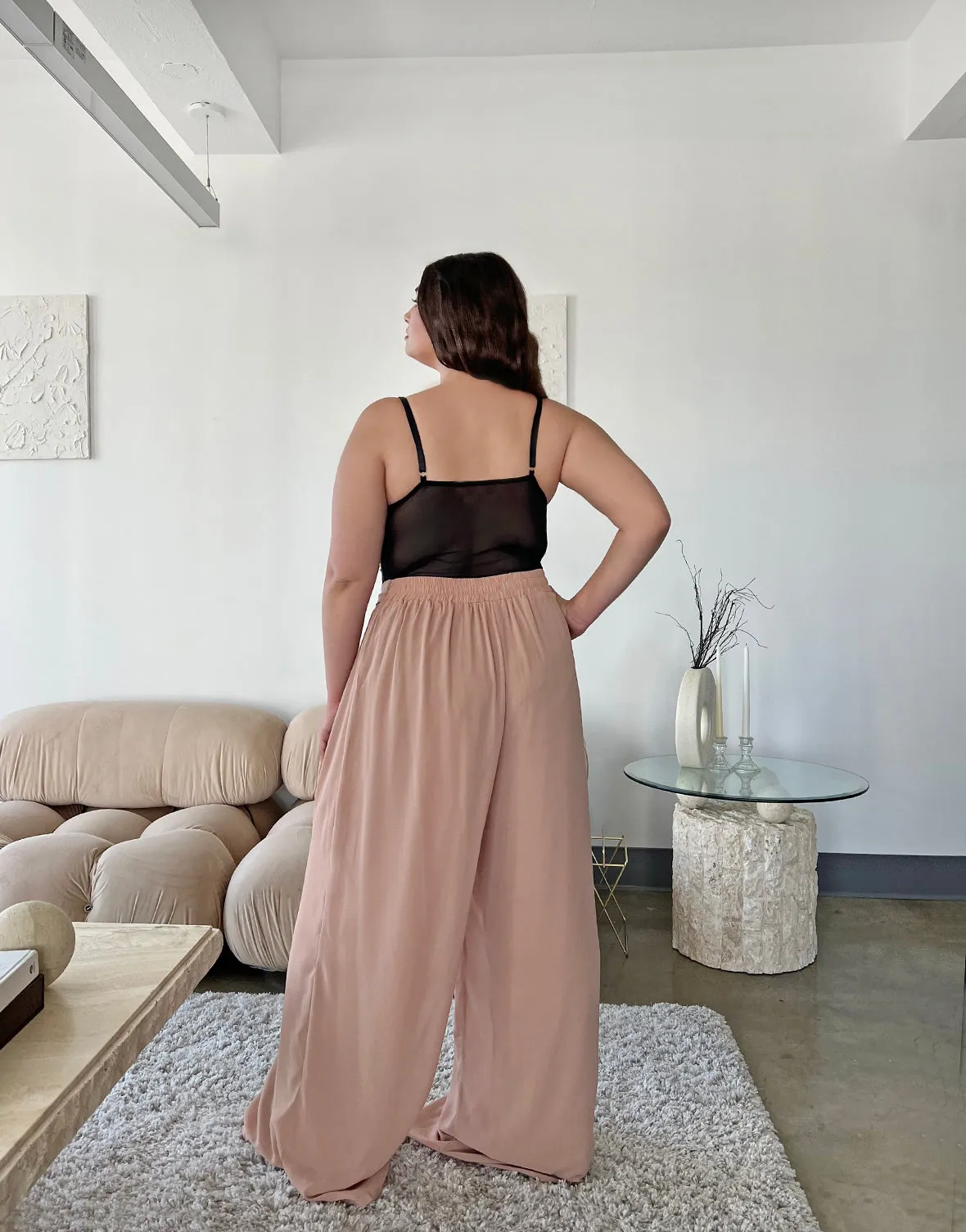Plus Size Wide Leg Chiffon Pants