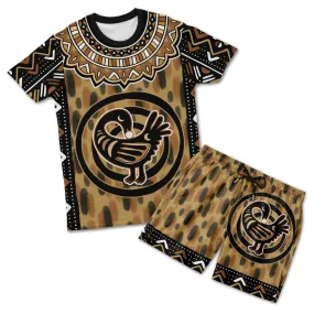 Printed Mud Cloth and Adinkra Symbol T-shirt and Shorts Set