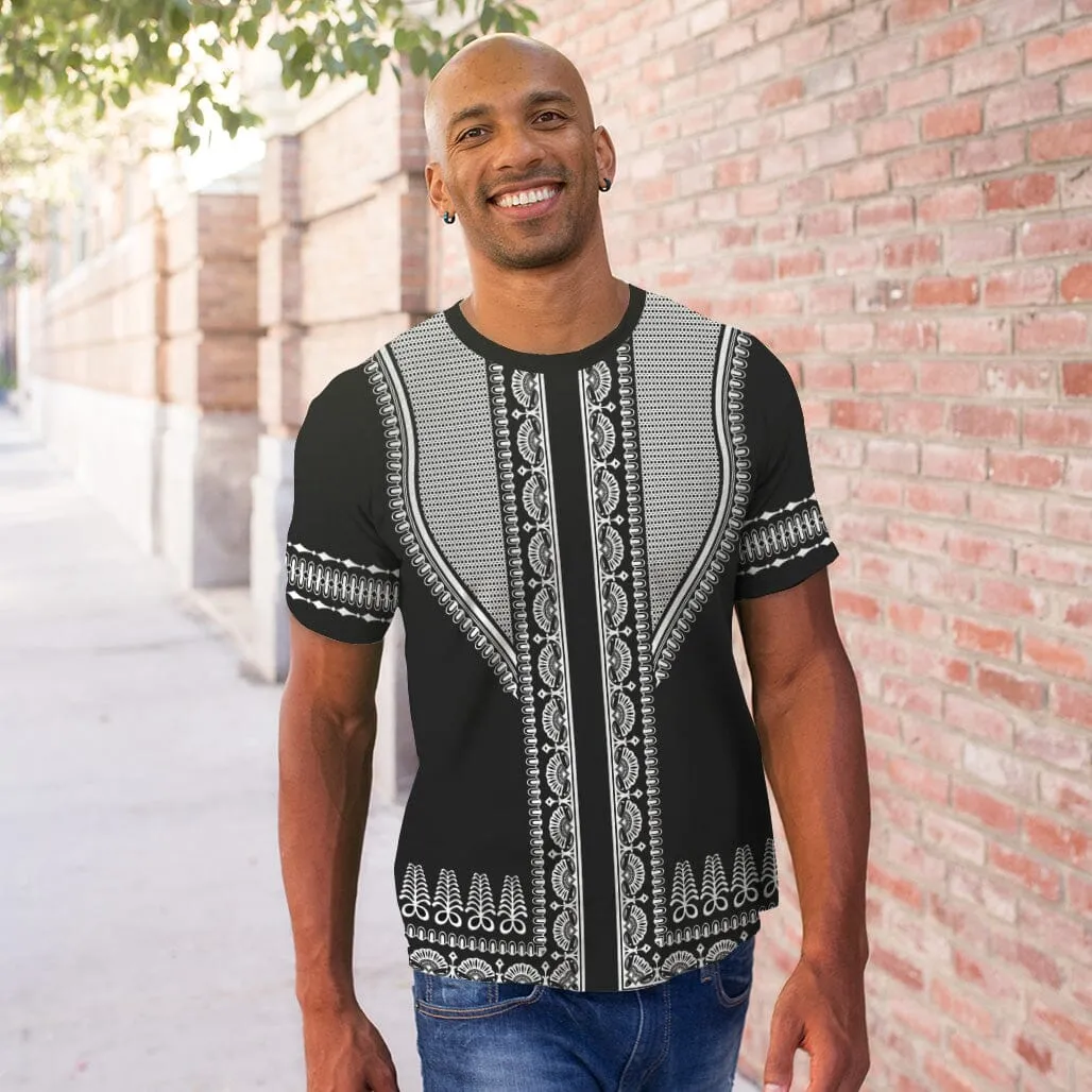 Printed Silver Dashiki T-shirt