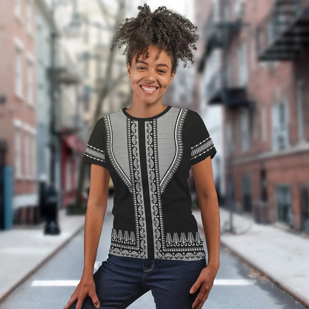 Printed Silver Dashiki T-shirt