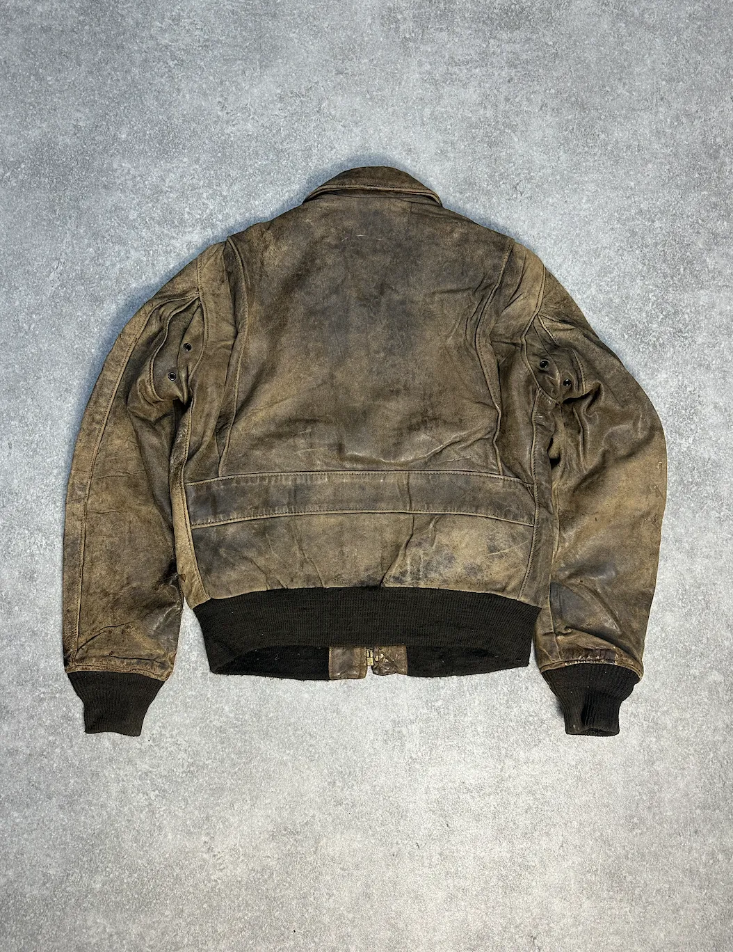 Schott Distressed Pocket Leather Bomber Jacket