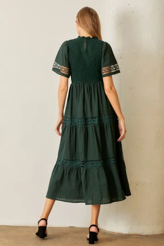 Smocked Maxi Dress Hunter Green