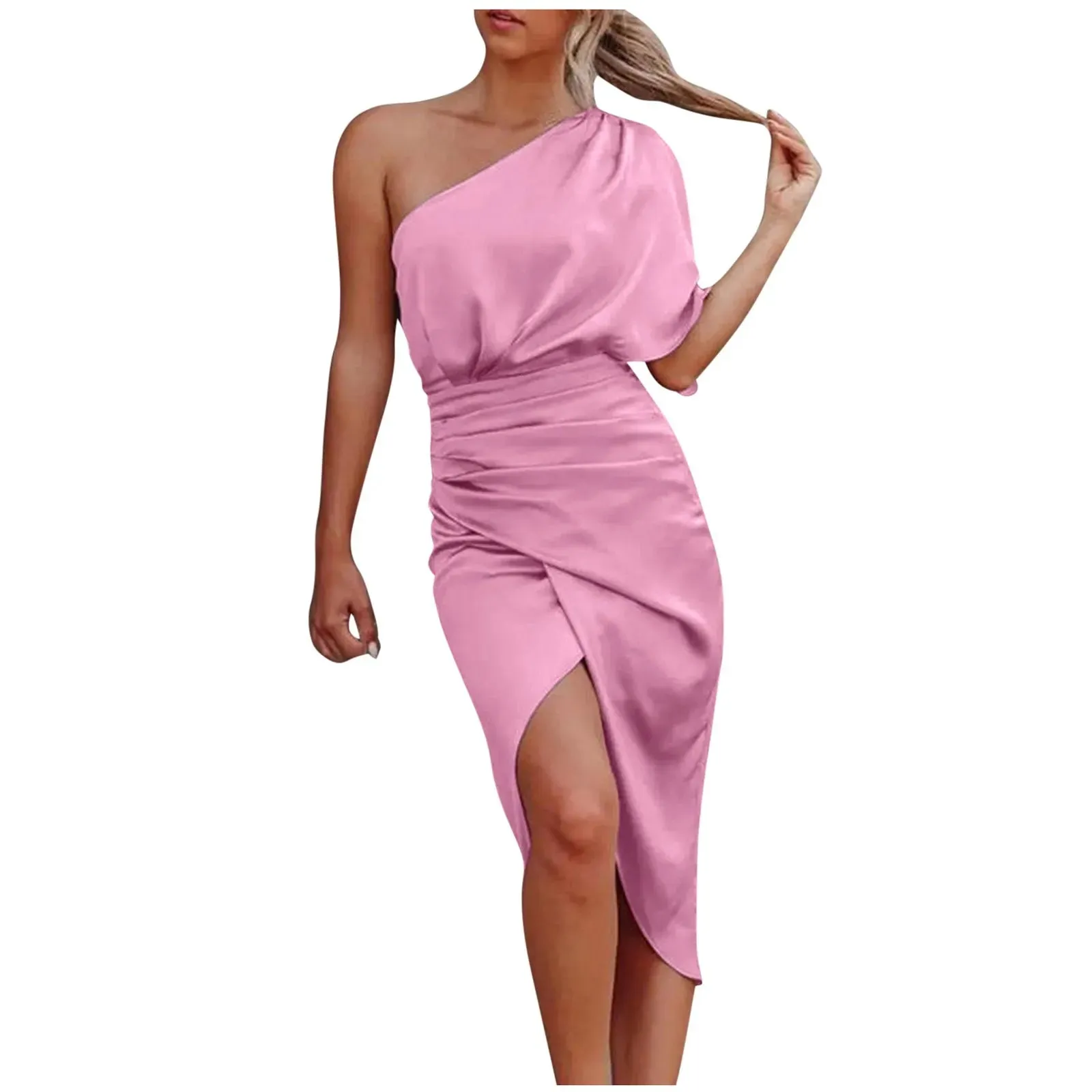 Strapless Fashion Hip Shoulder Summer Waist Slim Split One Package Elegant Dress