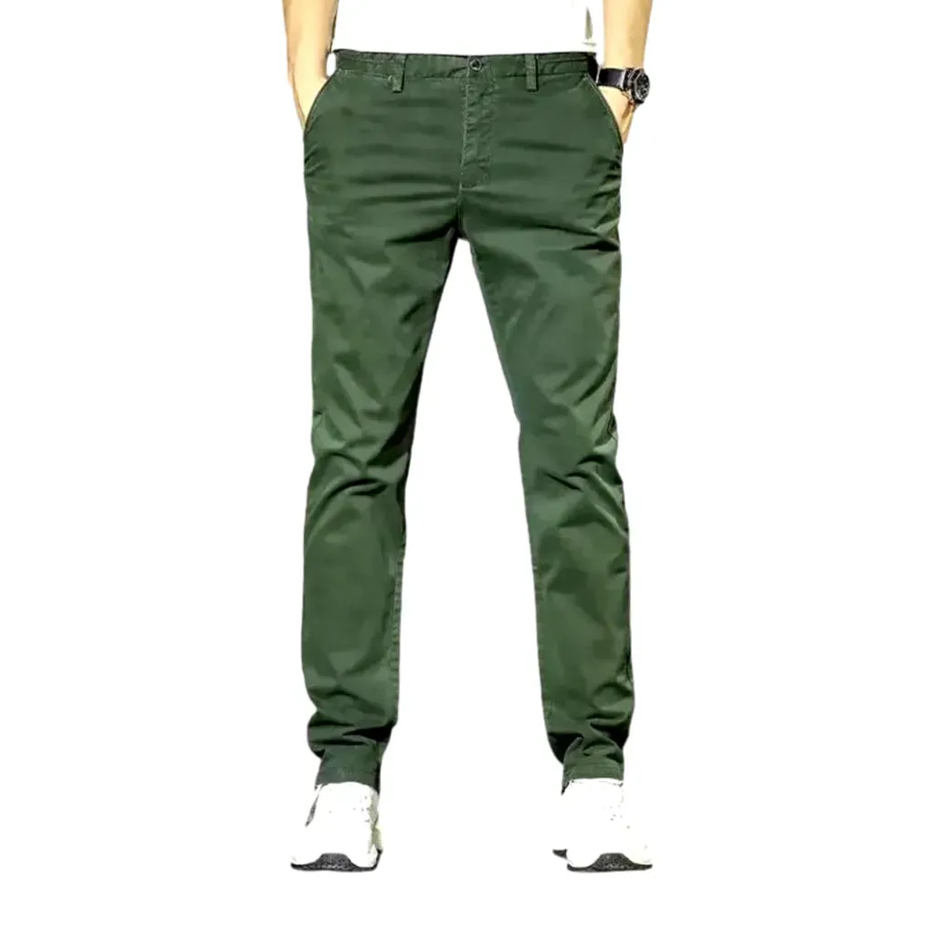 Stretchable mid rise men's denim chinos jeans