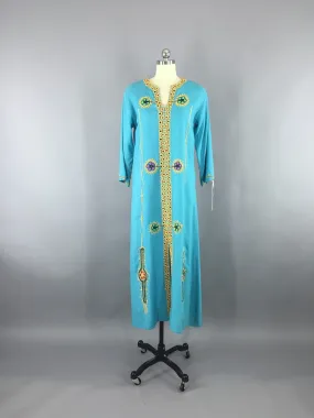 Vintage 1960s Caftan Dress / Bohemian Festival Maxi Dress