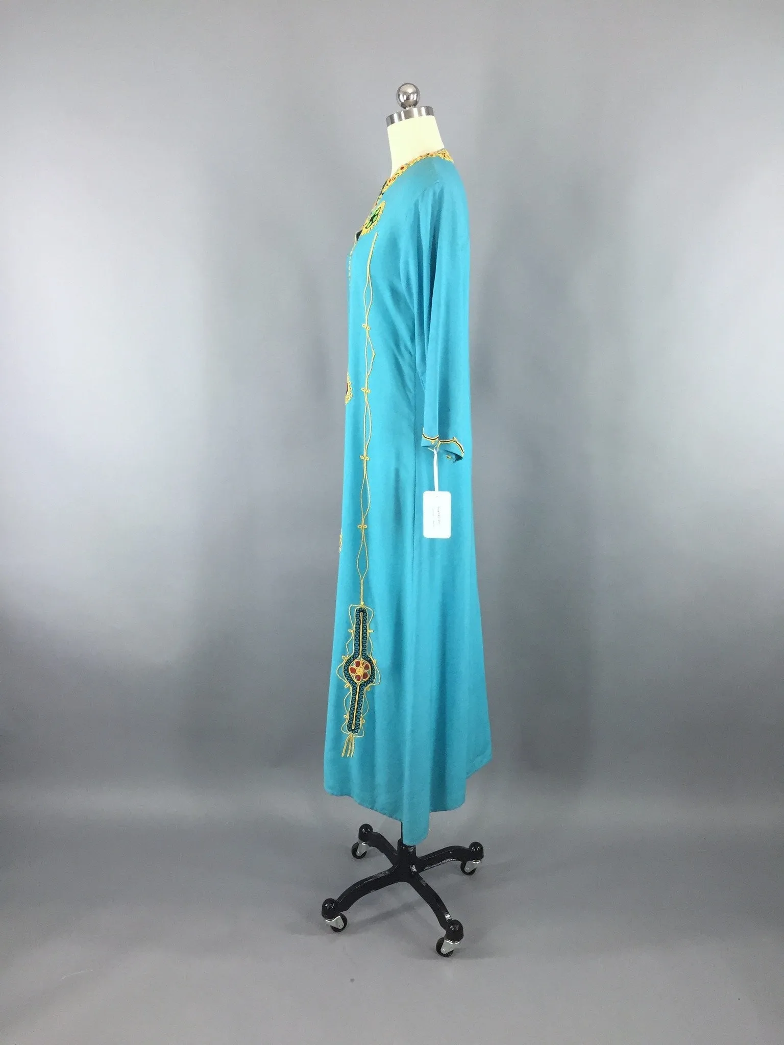 Vintage 1960s Caftan Dress / Bohemian Festival Maxi Dress