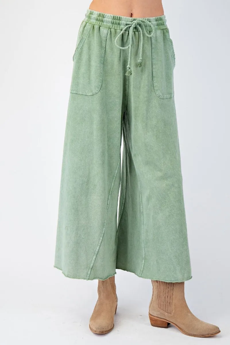 Washed Wide Leg Terry Knit Pants (8 Options)